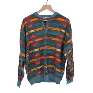 Miller Stockman Vintage Southwestern Tribal Henley Shirt Mens‎ XL Multicolor